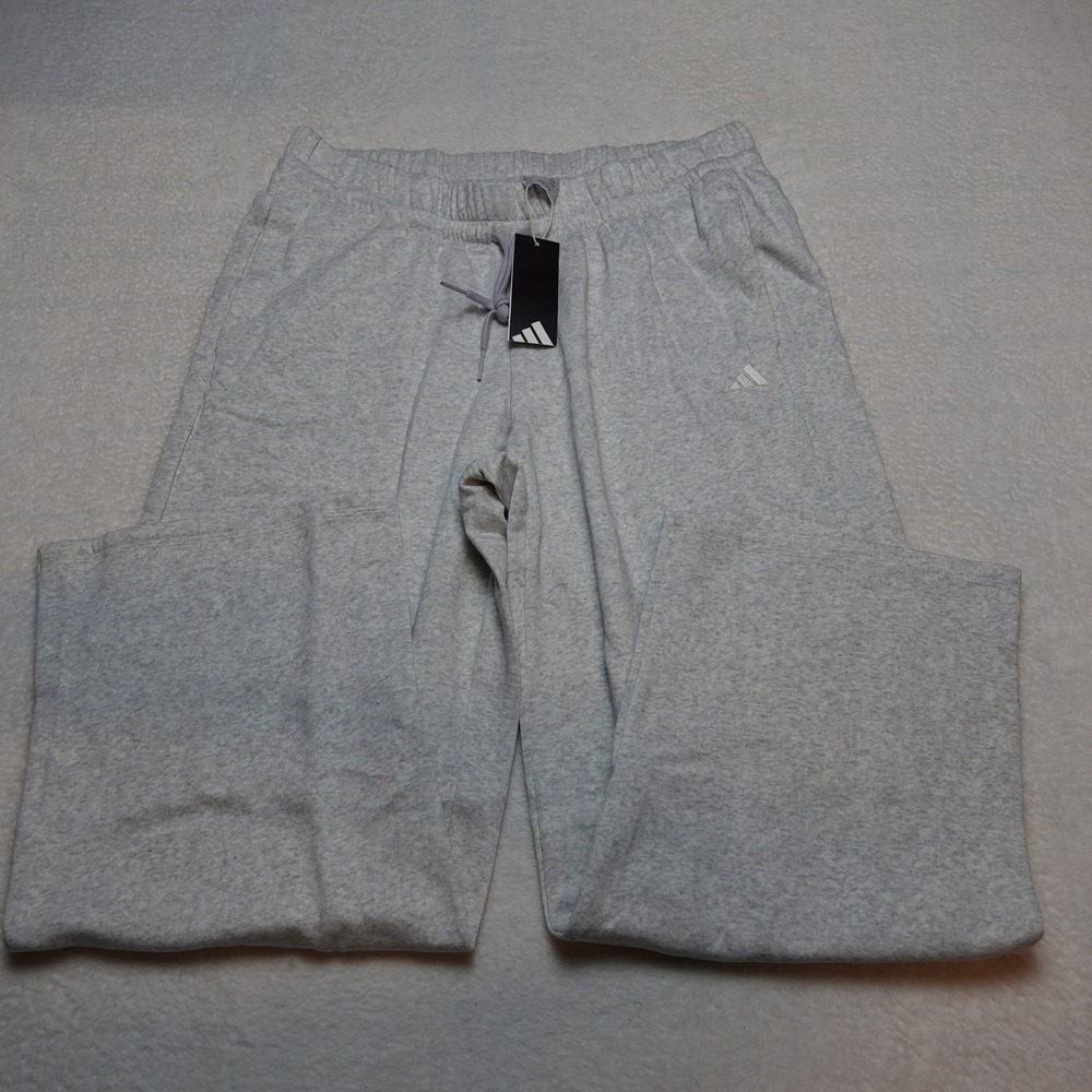 Adidas Wide Leg Pants Women 1X Light Grey Heather Lounge Sweatpants JW8734